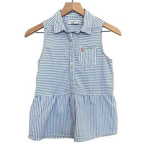 Abercrombie Kids Shirt Girls 15-16 Blue White Striped Sleeveless Top Youth